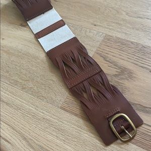 leather brown belt with gold
